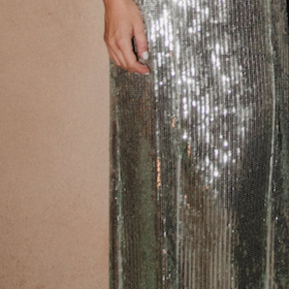 Galvan London 'Glencoe' Sequined Off-The-Shoulder Gown in Seaglass - Picture 2 of 6